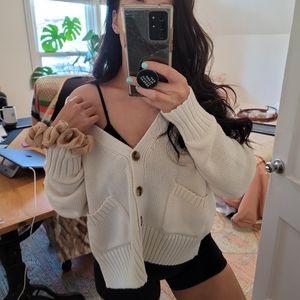 A New Day Soft White Oversized Cardigan